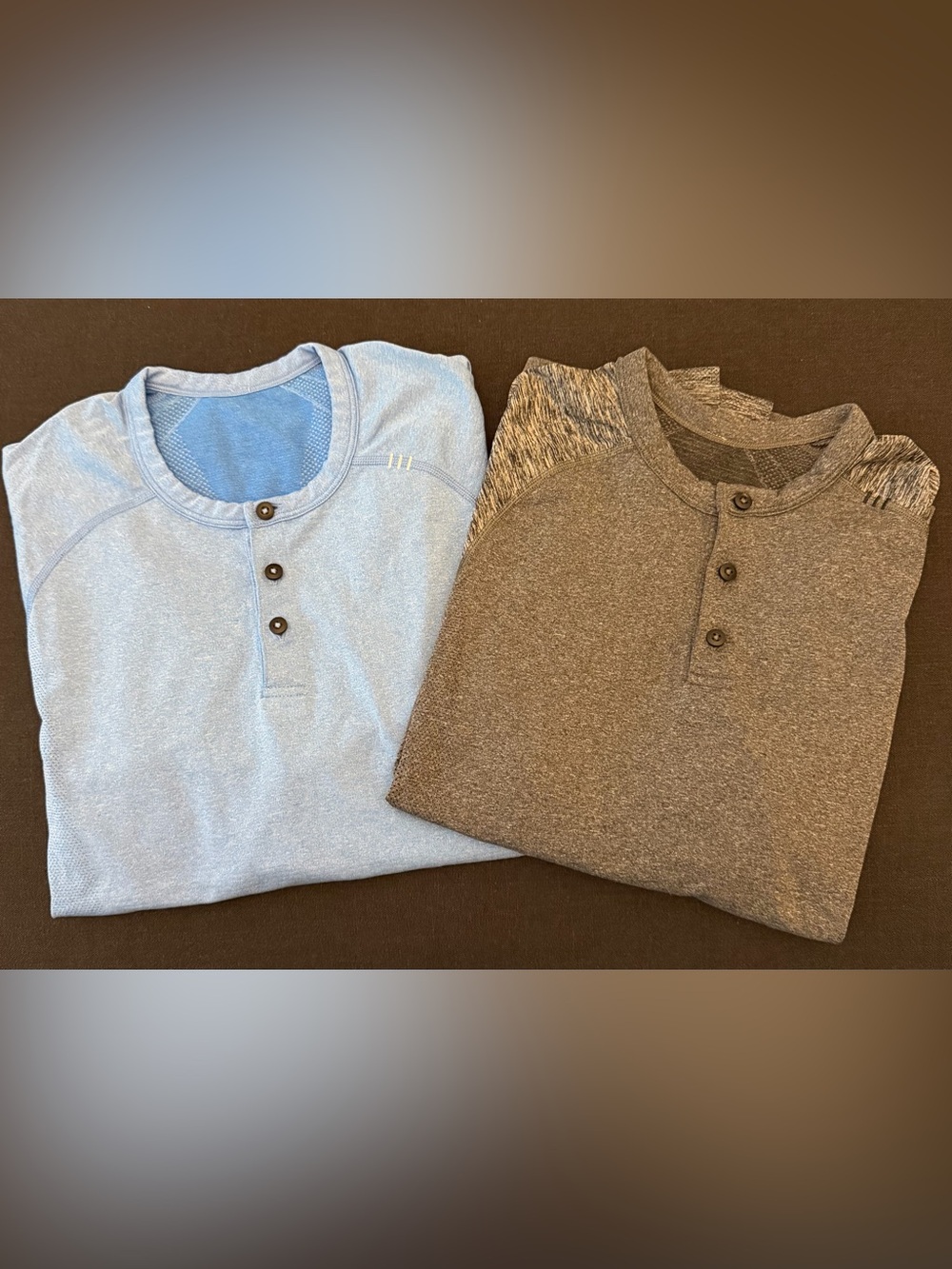 Men’s Lululemon Light Blue and Gray Henley Shirts - Pack of 2 - Size Small